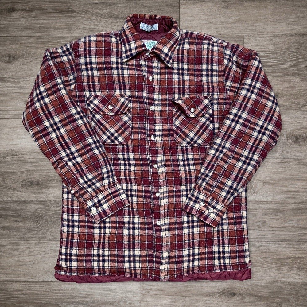 Vintage 80s Outdoor Exchange Wool Lined Flannel Shirt Jacket Men's M Plaid